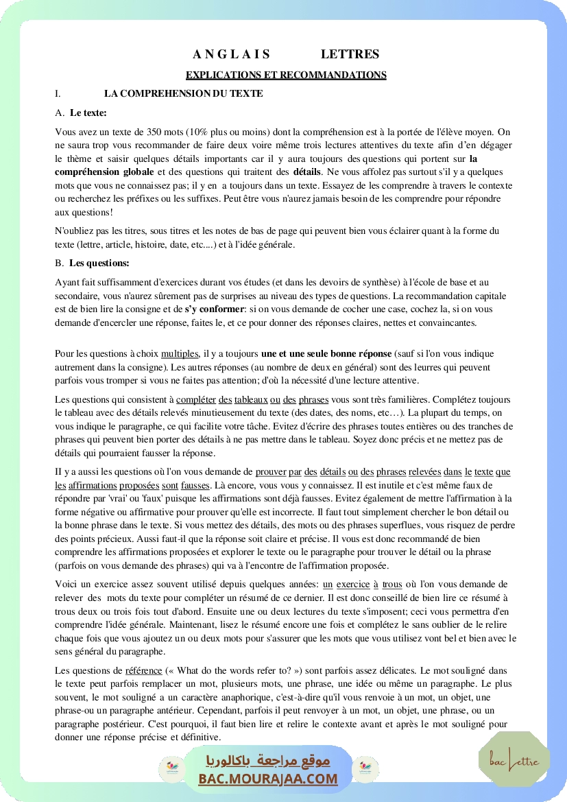 Corrigé principale anglais Bac 2015 – Section lettre